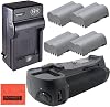 Battery Grip Kit for Nikon D300, D300S, D700 Digital SLR Camera Includes Qty 4 Replacement EN-EL3e Batteries Rapid ACDC Battery Charger Vertical Battery Grip