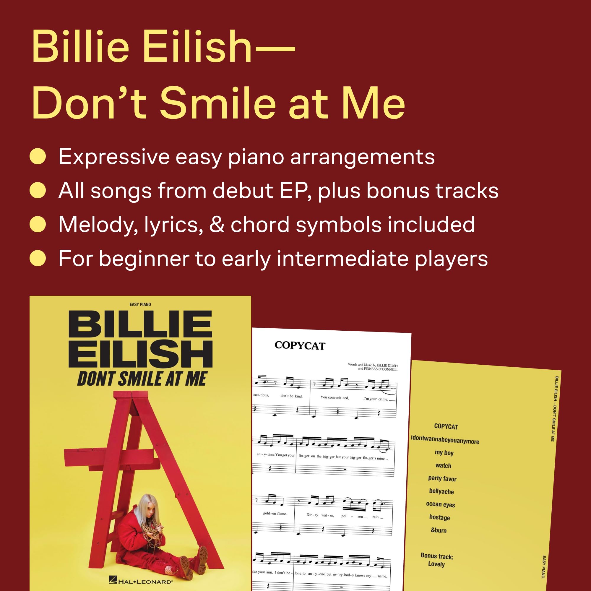 Billie Eilish: Don't smile at ME: Easy Piano Songbook