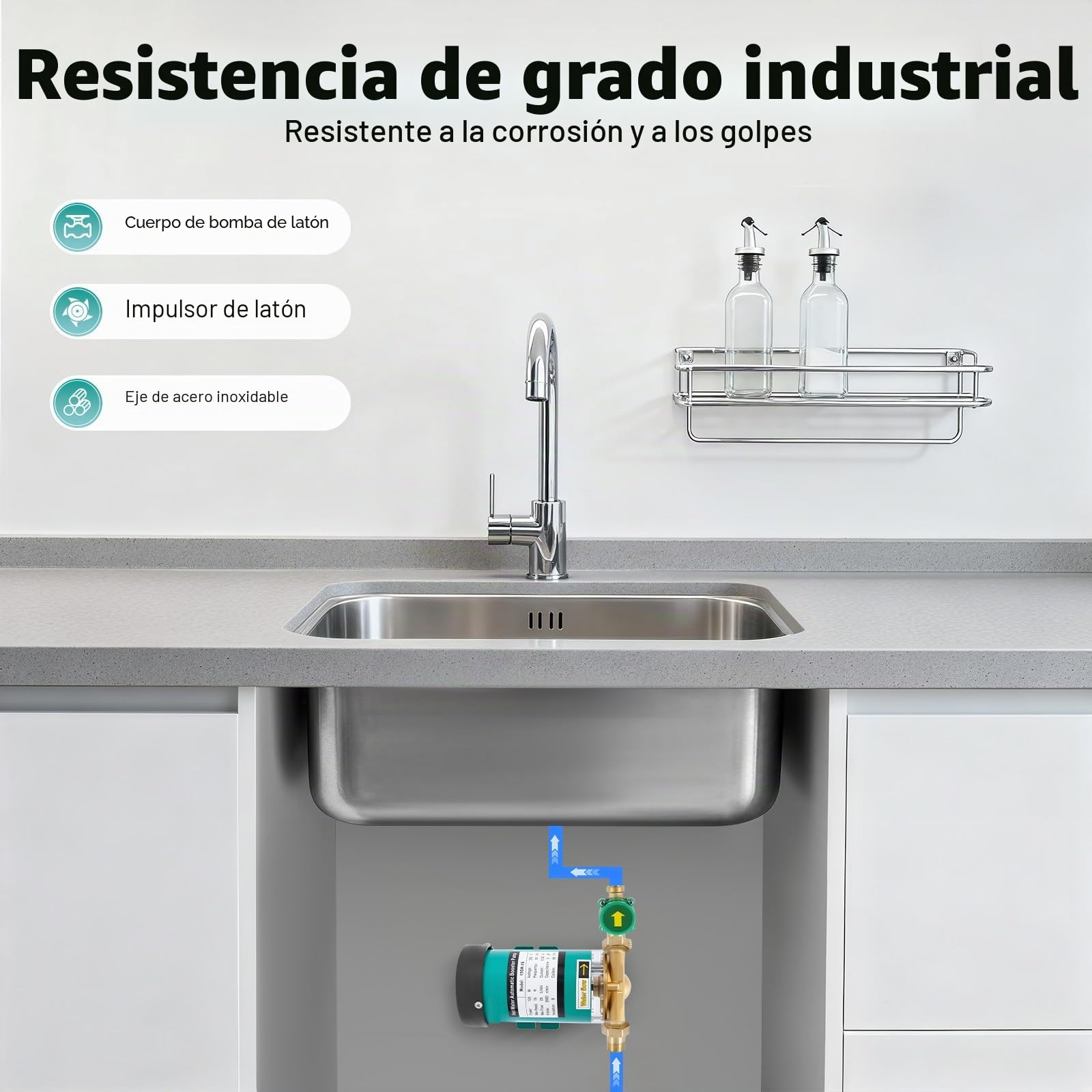 Bomba de aumento de presión automática de 120 W, 2850 rpm, caudal máximo de 25 l/min, bomba de jardín, autocebante, bomba centrífuga, para garajes, piscinas y jardines