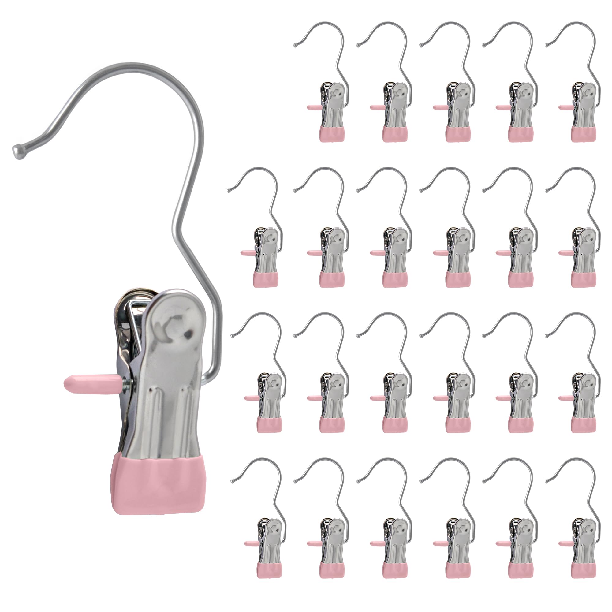 GHLIANGZHOU 24PCS Pink Stainless Steel Hanging Clips, Non-Slip No-Mark