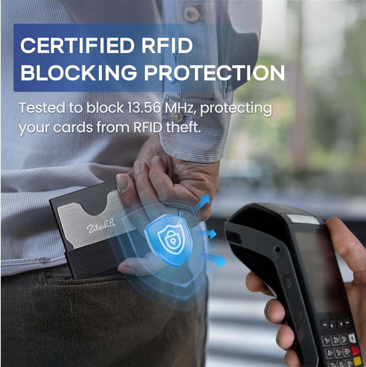 Zitahli Card Holder Wallets for Men - Slim Wallet Holds 6+6 Cards, Metal Card Holder, Minimalist RFID Blocking Wallets with Pop-Up Function, Ultra-Thin, Men's Accessories, Gifts for Him - Image 4