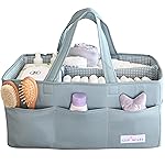 Lily Miles Baby Diaper Caddy Organizer, Wipeable Diaper Organizer Basket with 8 Pockets for Newborn Essentials, Nursery Tote Bag for Changing Table & Car Organization (Willow Green, Large)