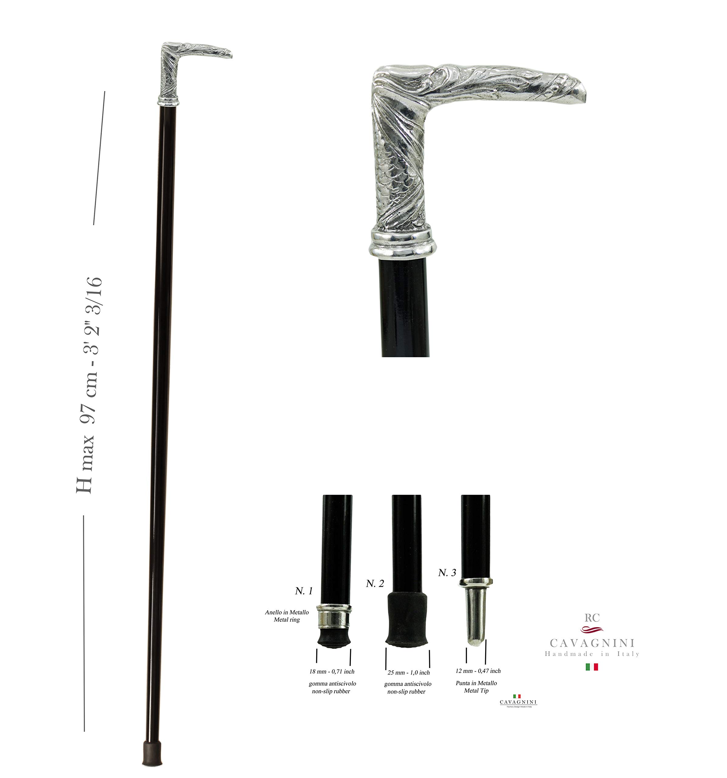Bastón Paseo Liberty peltre color plata madera antigua clásica elegante personalizable caballetes nuestra producción