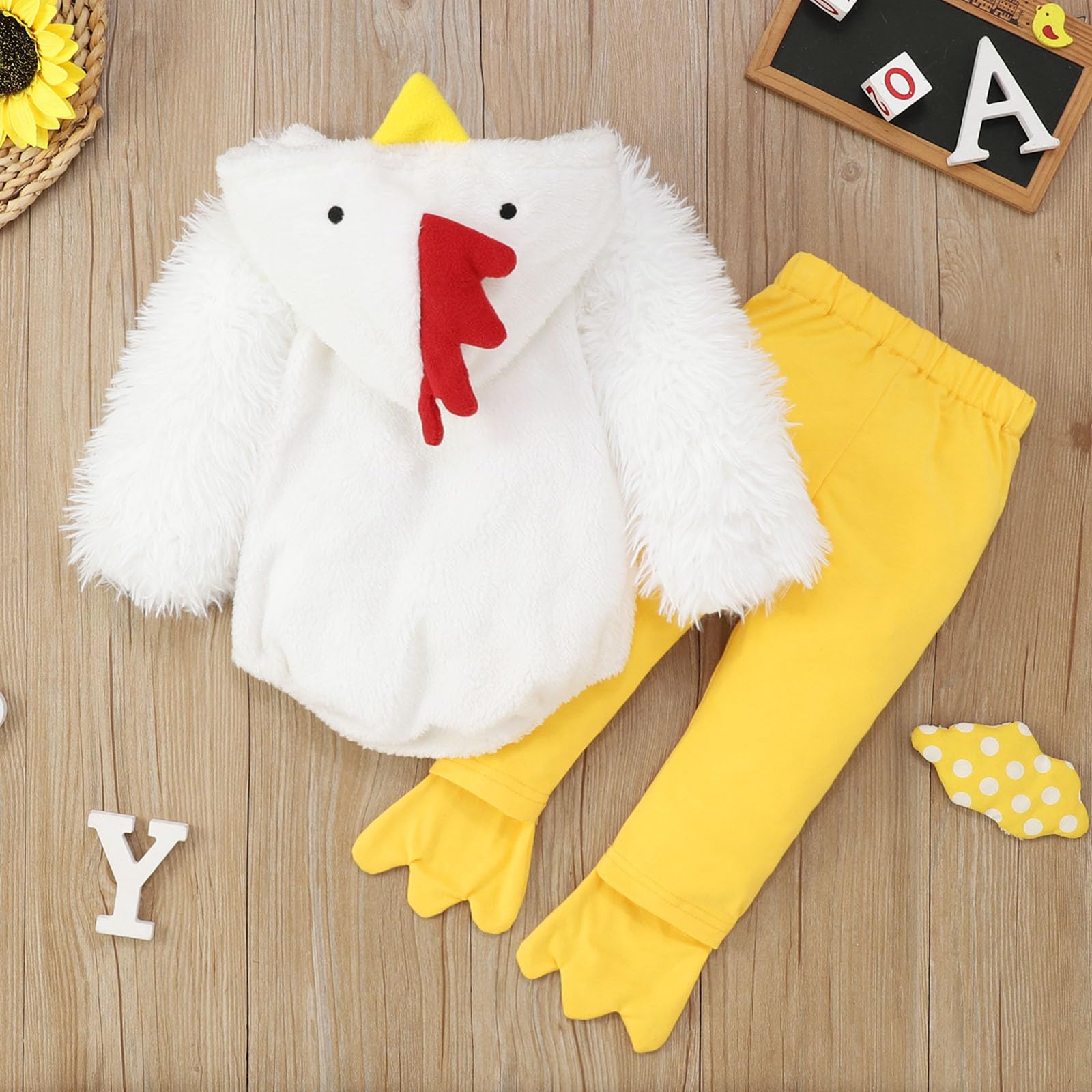 Costumi Carnevalle Neonati Completo di Pulcino Tutina Pagliacetto Bambino Neonata Unisex Costume da Pulcino per Bebè per Neonati Taglia 3-24 Mesi Animali, Gallina, Galllo, Pollo (White-A, 2-3 Years)