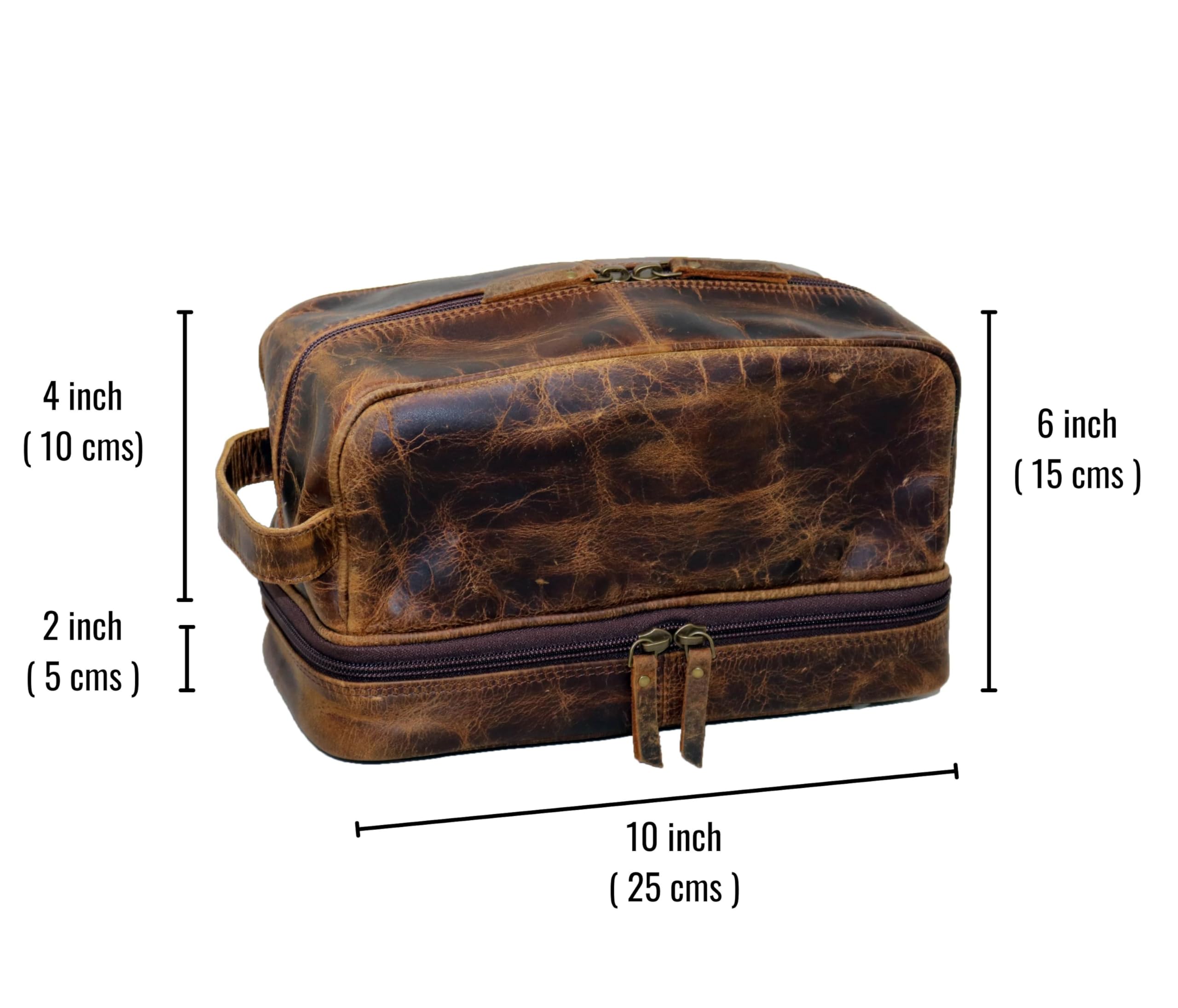 Jaald Neceser de cuero genuino para hombre, impermeable, kit doble, bolsa de afeitar, cuidado de viaje, regalo padrino, mujer, para colgar, cierre de fricción, bolsa de maquillaje, bolsa de cosméticos
