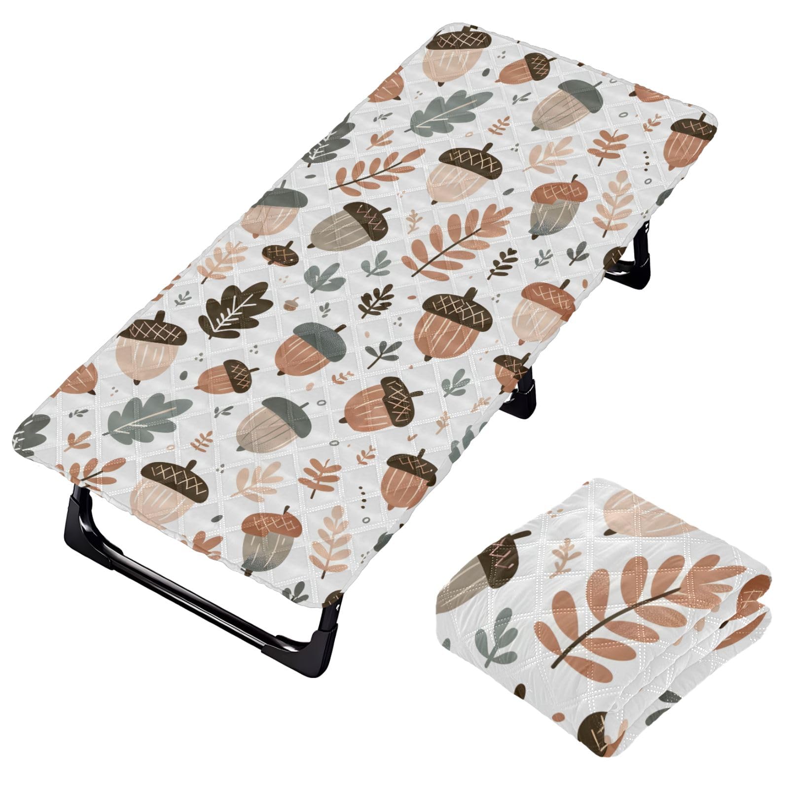 Portable Toddler Bed Sheet for Kids Forest Acorn Leaves Travel Bed Fitted Sheet