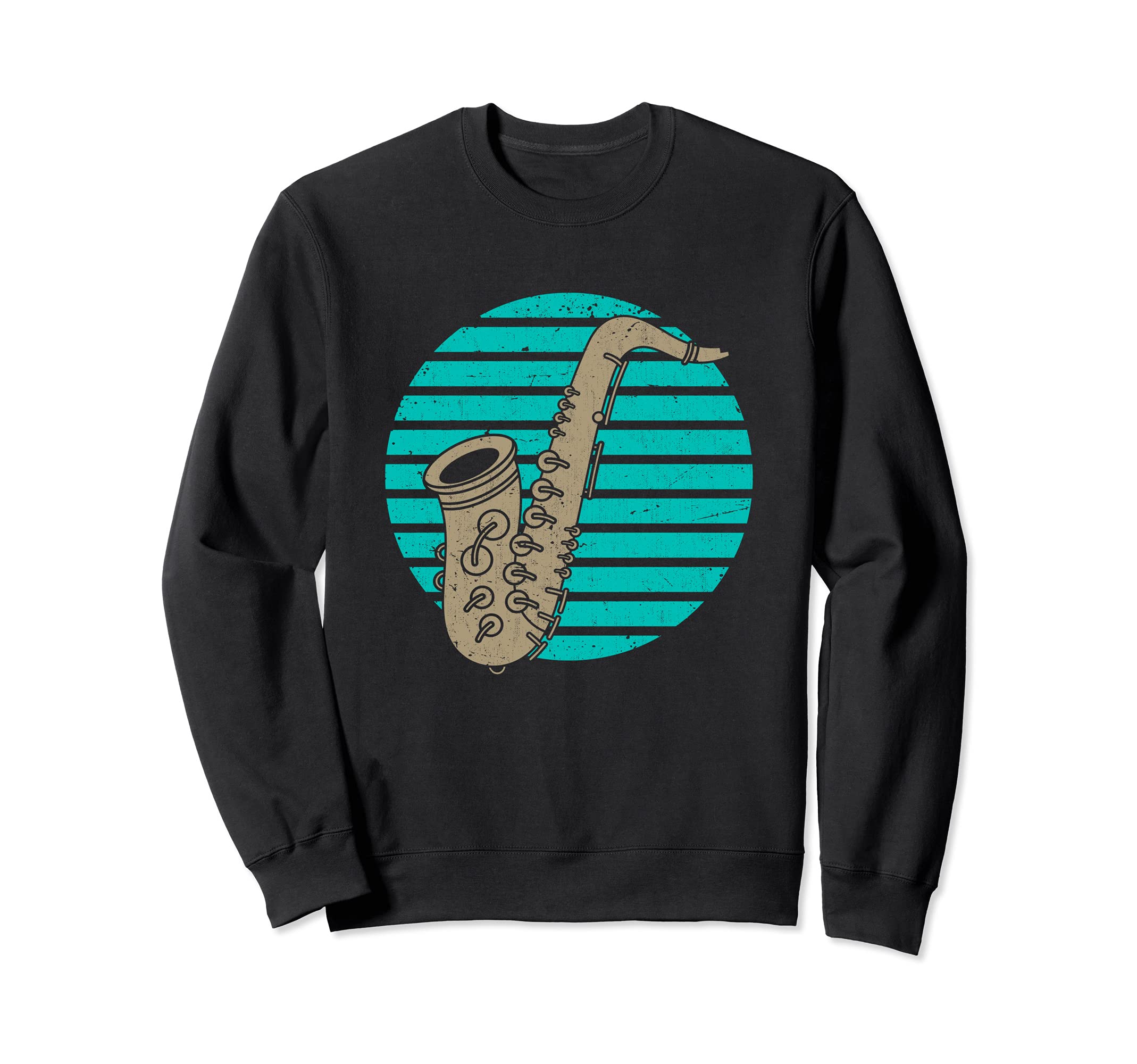 Retro Sax Player Musical Instrument Saxophonist Saxophone Sweatshirt, Black