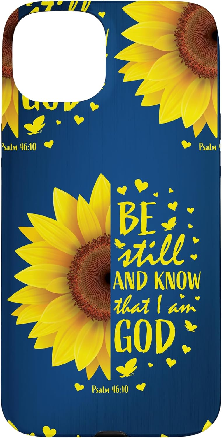 Blue Christian Bible Verse Be Still And Know Cute Sunflower Case for iPhone 13