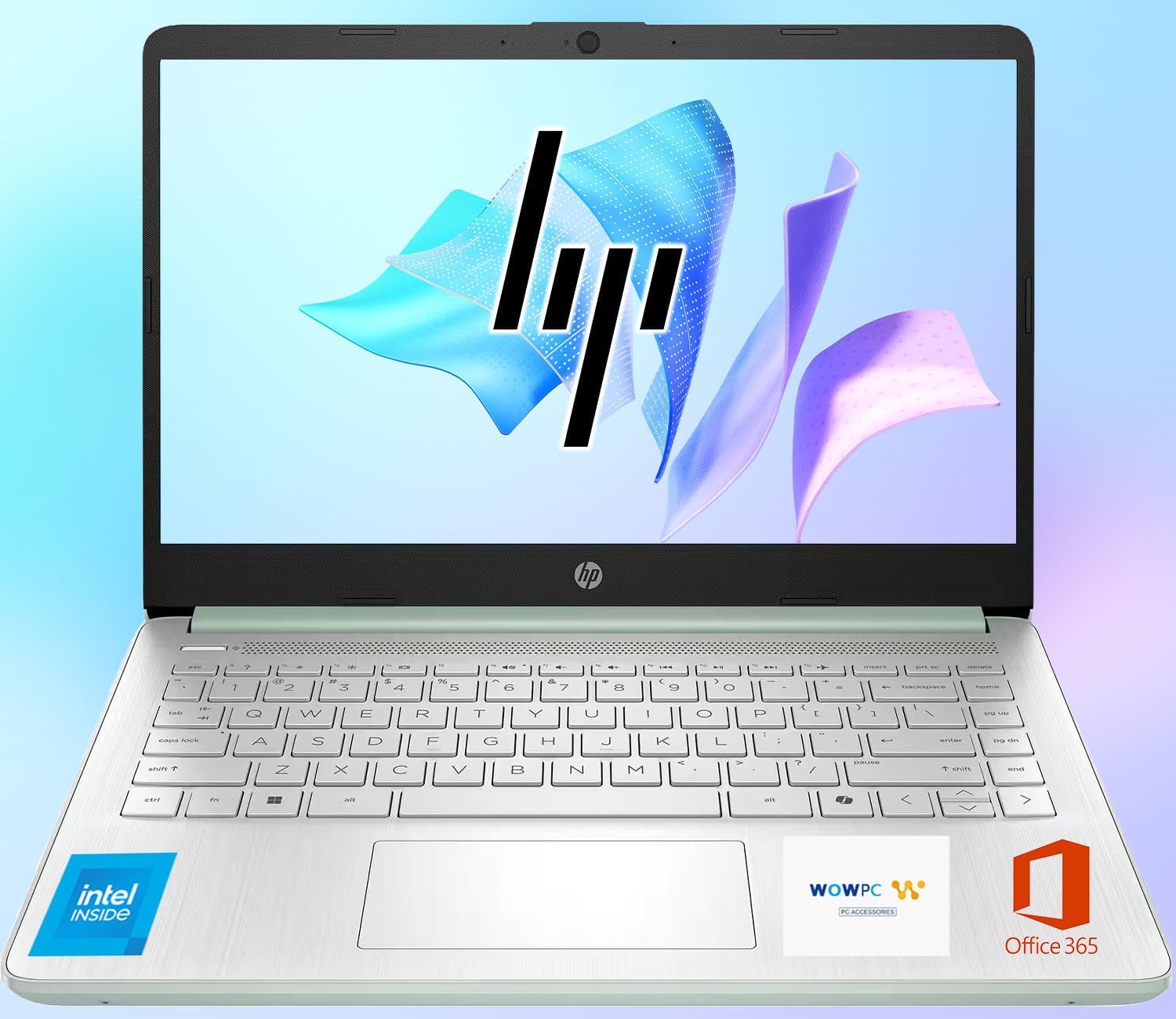 HP 14 Ultrabook, Intel CPU, 16GB RAM, 1.6TB Storage (128GB OnBoard w/ 512GB Portable Drive + 1TB OneDrive), Up to 12 Hours Battery Life, Windows 11 Pro, Willow Green, w/WOWPC 3-in-1 Bundle