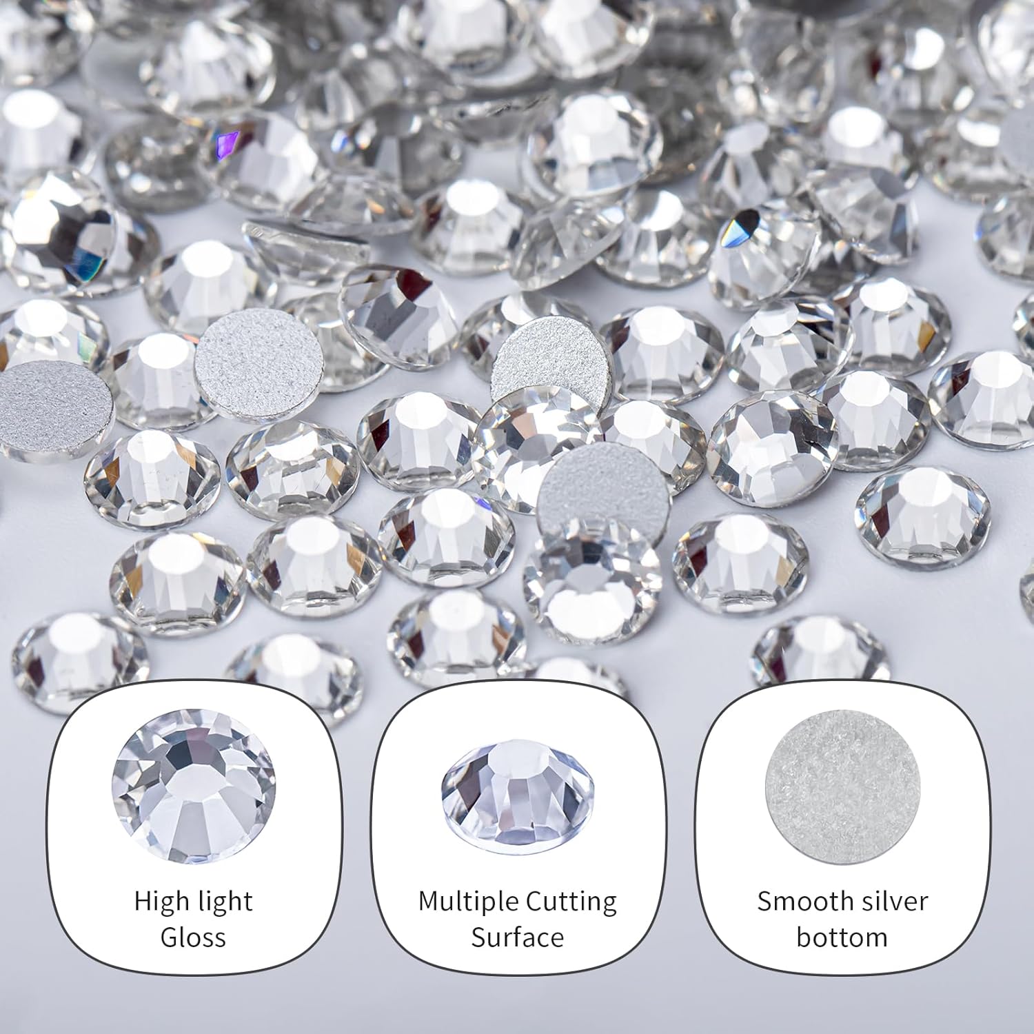 10000PCS Clear Rhinestones Bulk, Flat Back Crystal Glass Stone Round Gems,SS20, 4.6-4.8mm - Image 3