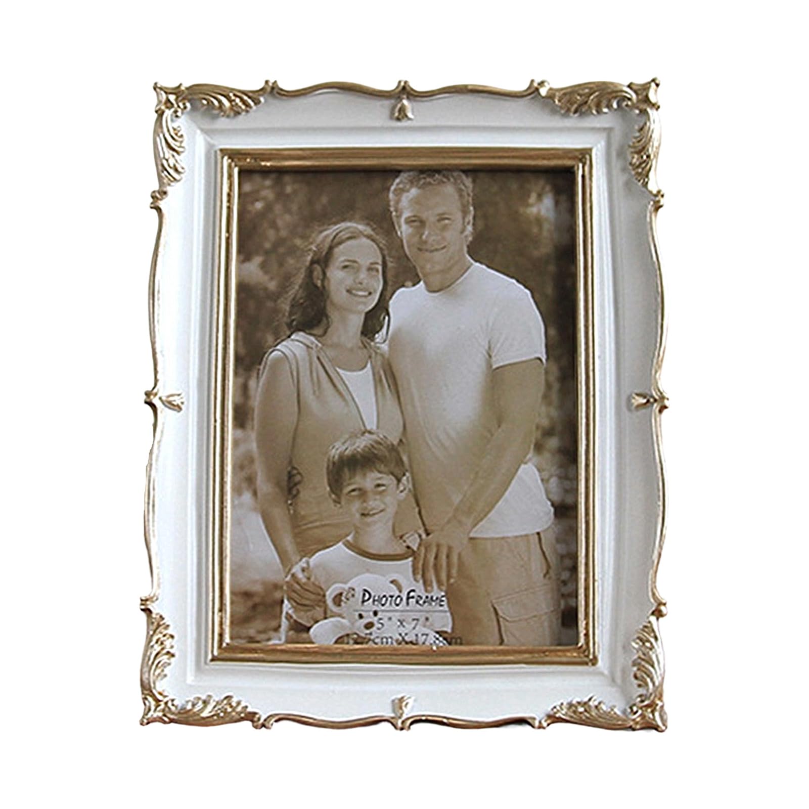 OSNIYAW Carved Golden Flowers Trim Photo Frame Antique Design Resin Picture for Anniversary Wedding or Housewarmings Gift Resin Tabletop Photo