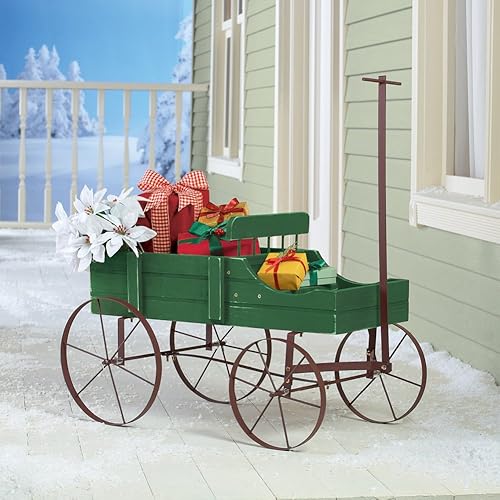 Miniatura 5 de Carreta Amish decorativa maceta de jardín de atrás de interior y exterior Azul