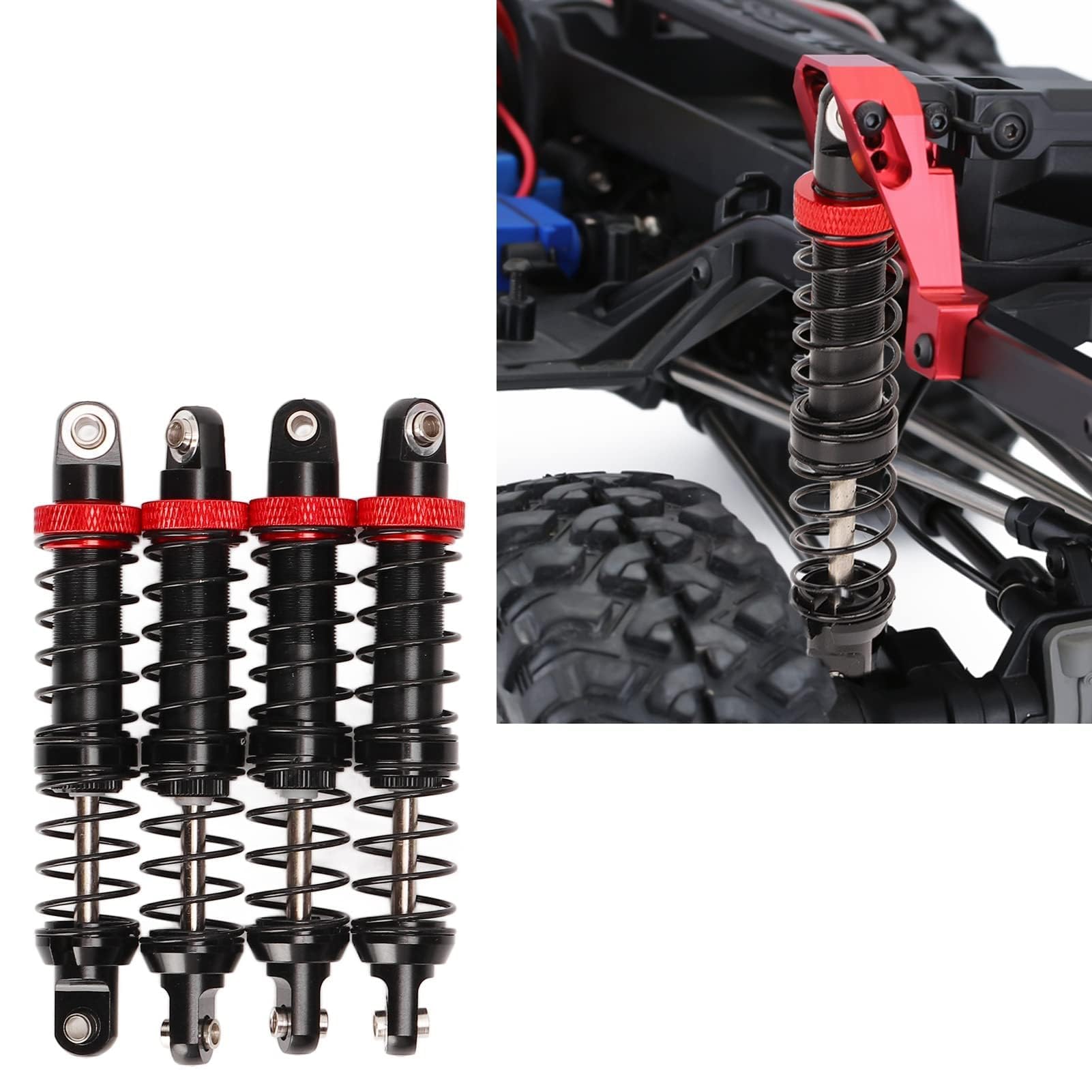 Ammortizzatori RC, 4 Pezzi Accessori ammortizzatori per Auto RC a Doppia Sezione Regolabili in Lega di Alluminio per Auto Cingolata 1/10 RC (80 mm)