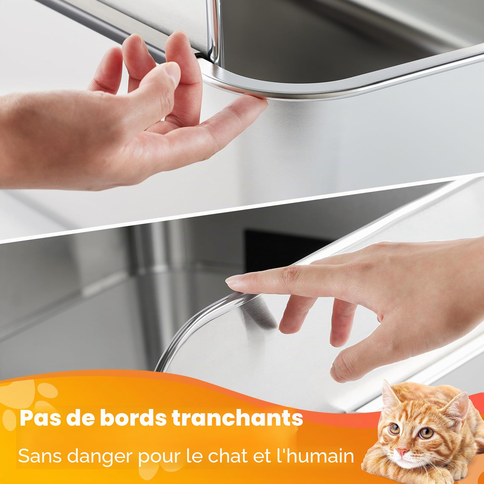 Yangbaga Litiere pour Chat avec Pelle，Bac à litière avec déflecteur，Résistant aux odeurs et Facile à Nettoyer（60 * 40 * 30CM）