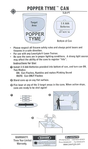 Miniatura 3 de LaserLyte Popper Tyme Laser Trainer objetivos con vibración y luces intermitentes para práctica de disparo láser reactivo