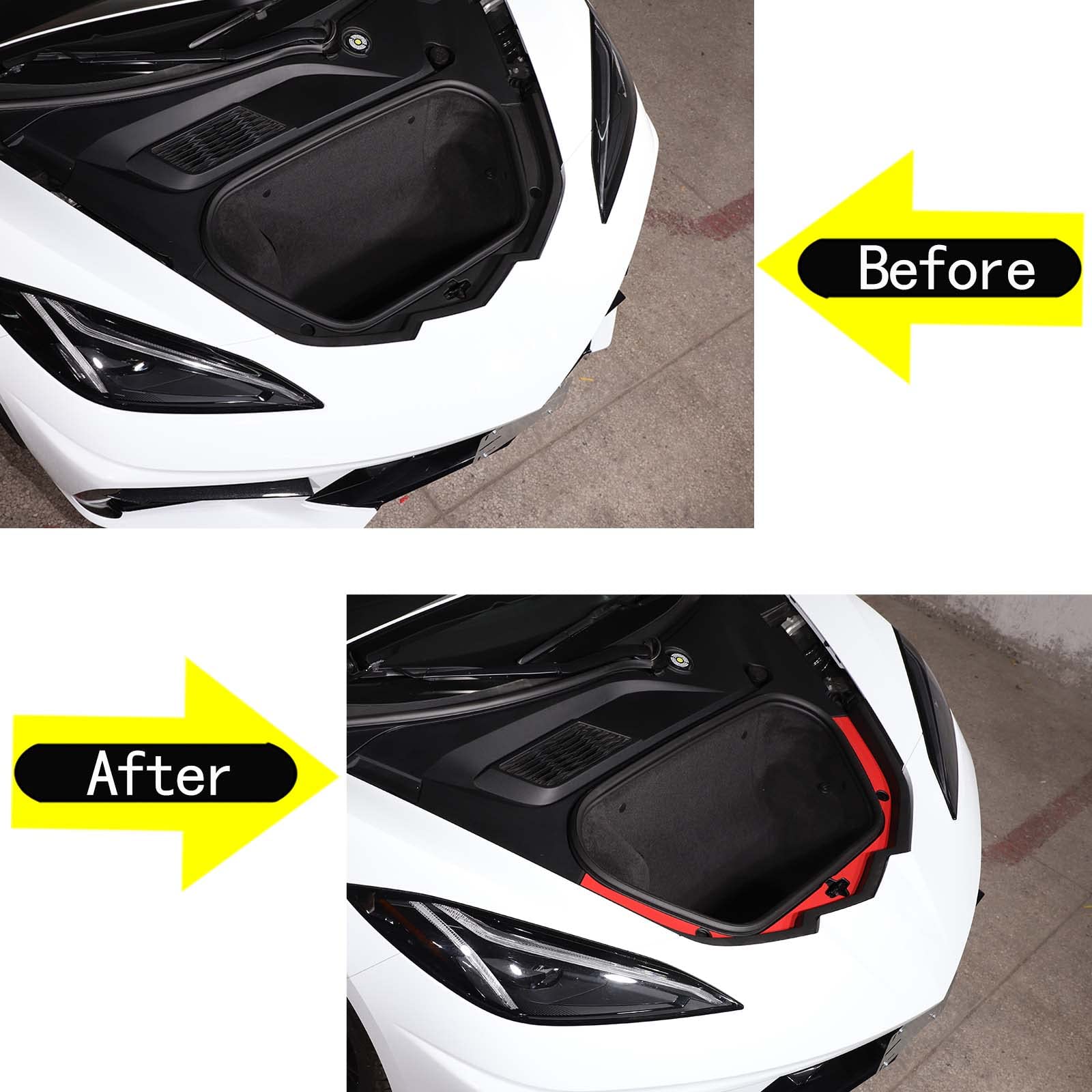 Trunk Edge Panel Trim Patch Stainless Steel 4PCS Compatible with Corvette C8 Stingray 2020-2024 Trunk Borders Cover Sequin Trim Accessories (Style B-Red)