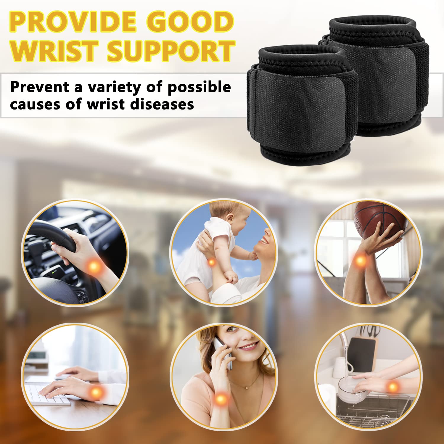 Fasce Da Polso Palestra - 4 Pezzi, Supporto Per Tunnel Carpale E Sollevamento Pesi, Uomo E Donna - Foto 6