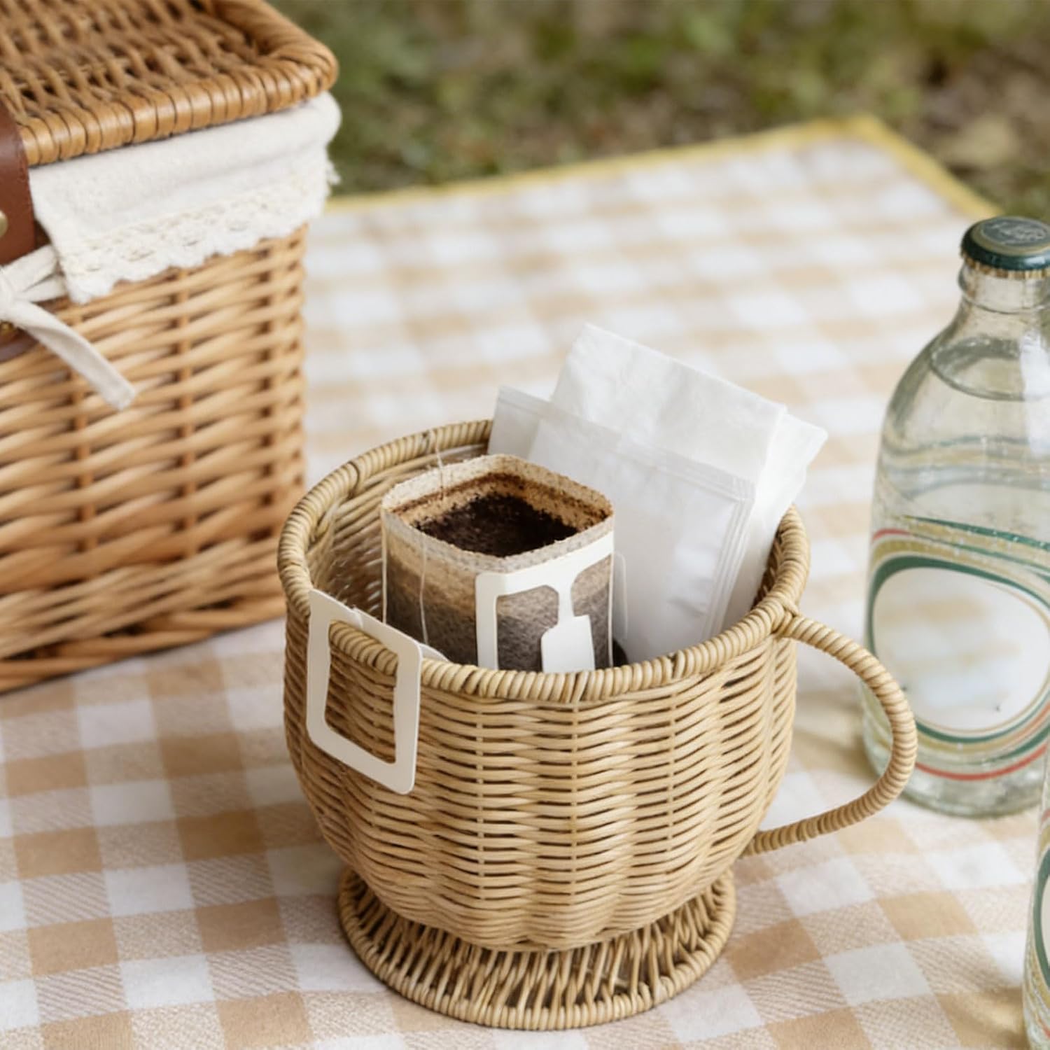 Coffee Accessories Holder Elegant Storage Basket for Countertop or Offices Desk Hygroscopic Coffee Storage Bin