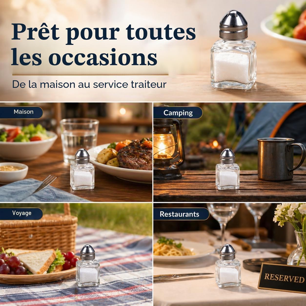 Lot de 30 mini salières et poivrières | Ensemble de moulins à poivre et sel portables | Salière et poivrière compactes pour voyage et utilisation à la maison
