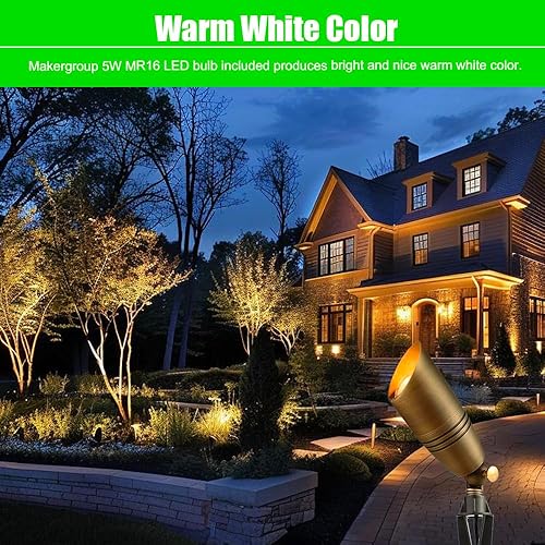 Miniatura 4 de Foco LED de latón Uplight de 12 V de bajo voltaje para paisaje, iluminación al aire libre, impermeable, de latón macizo, foco de iluminación de