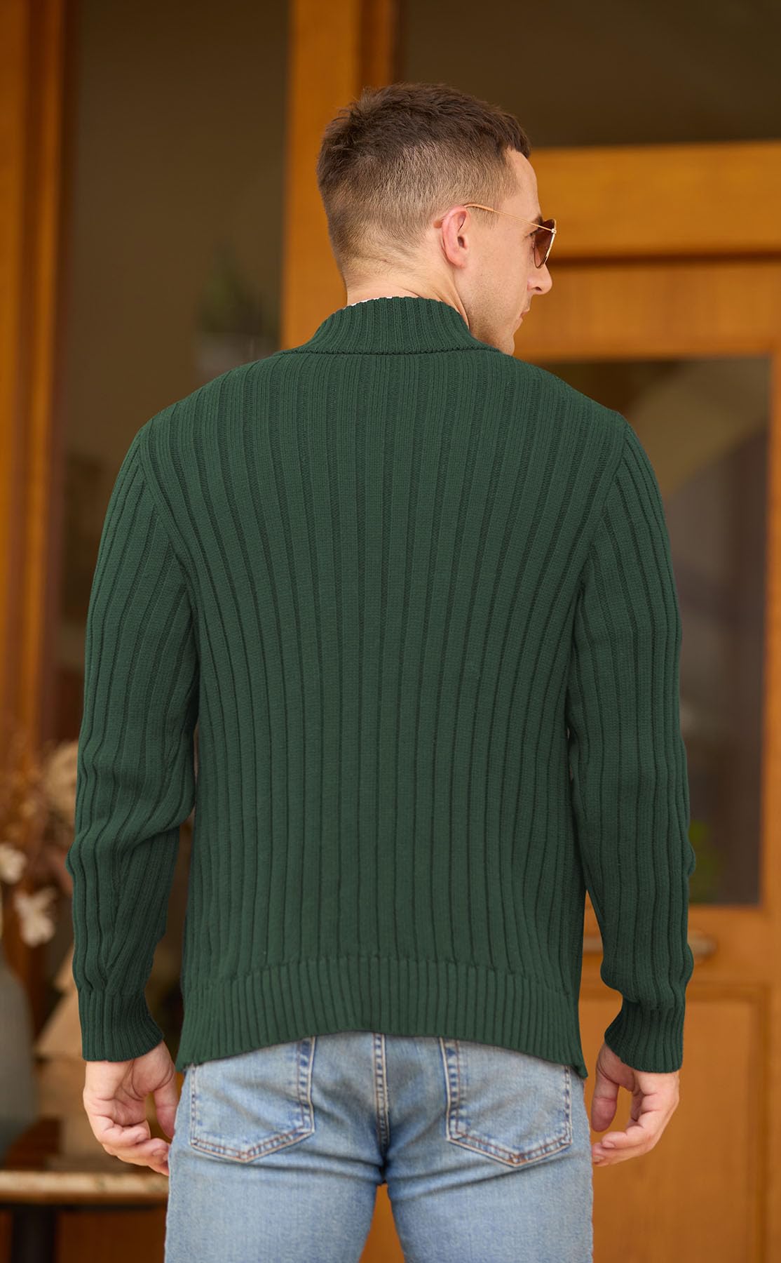 NITAGUT Herren Strickjacke Full Zip Stehkragen Langarm Baumwolle Casual Slim Fit Winter Pullover für Männer