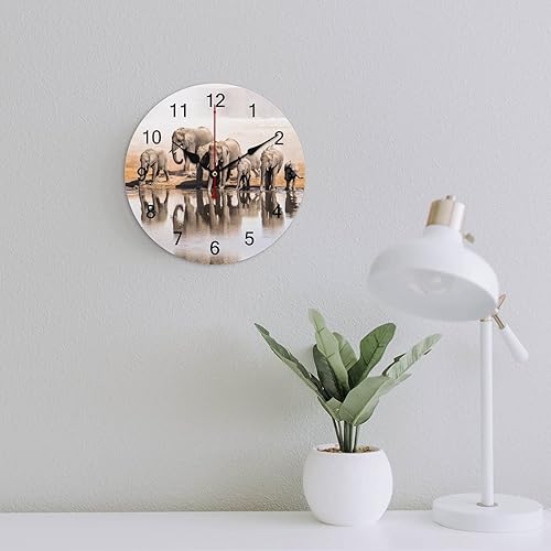 Miniatura 5 de Reloj de pared de elefante africano, funciona con pilas, silencioso, sin tictac, estilo granja, animales al aire libre, decoración del hogar,