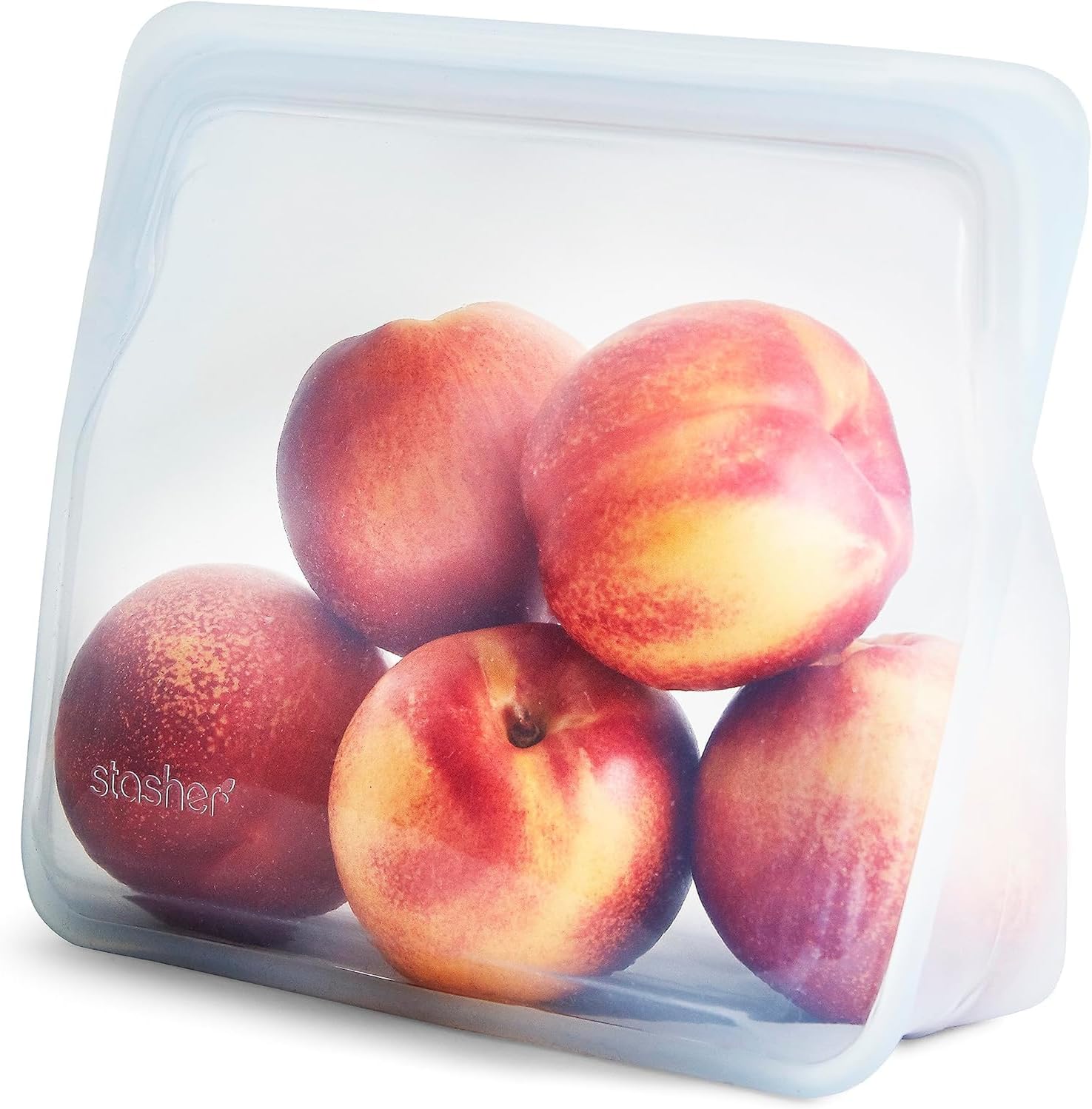Silicone Reusable Food Storage Bag, Stand-Up Mid Silicone Bag, Meal Prep, Reusable Freezer Bag, Microwave, Dishwasher, Oven Safe, Sous Vide, Eco Friendly, Food Storage Bag, 56 oz, Clear | Reusable Food Bag