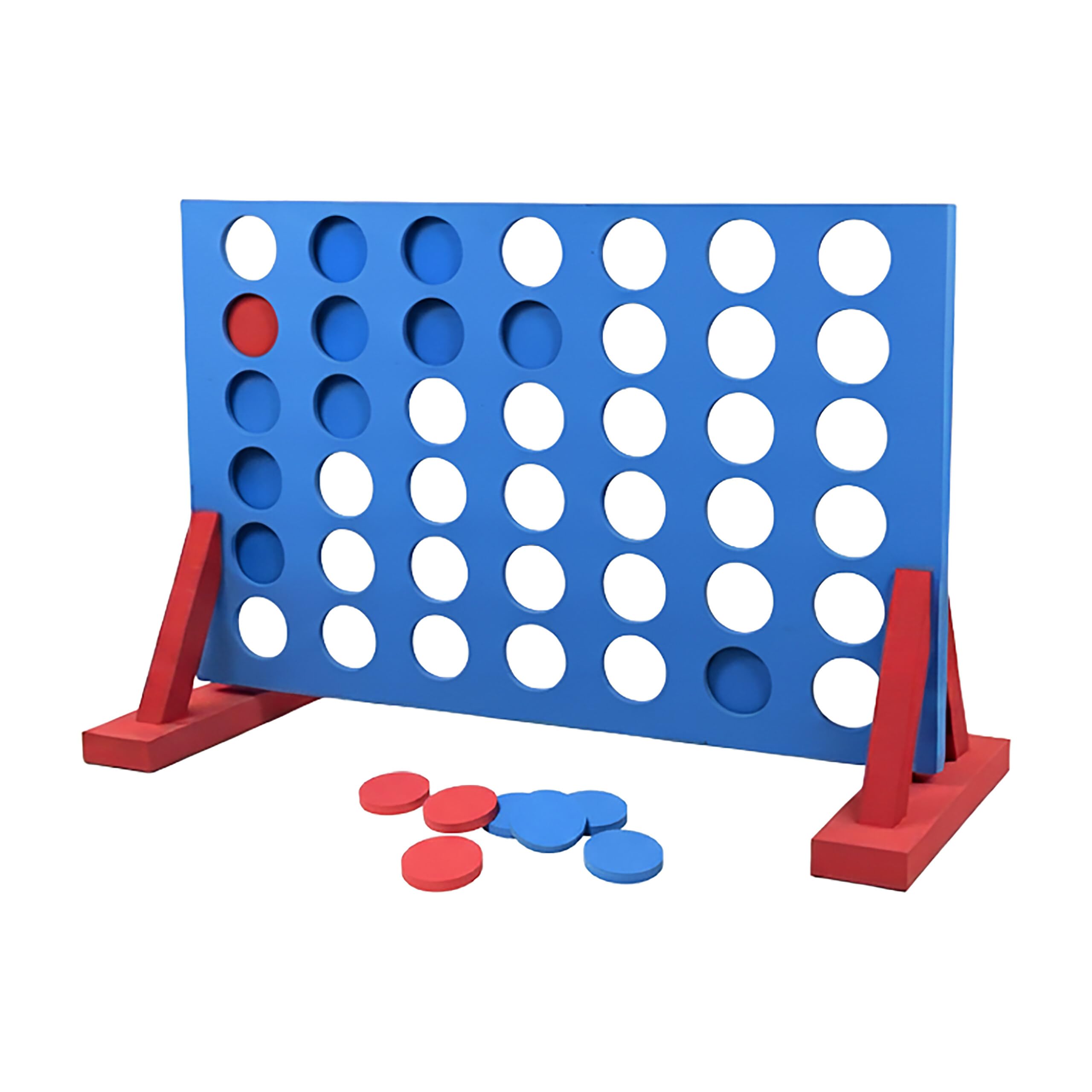 Relaxdays Quatre en Ligne XXL, Jeu d'extérieur, Enfants et Adultes, H x L x P 49 x 73 x 33 cm, Mousse EVA, Bleu-Rouge