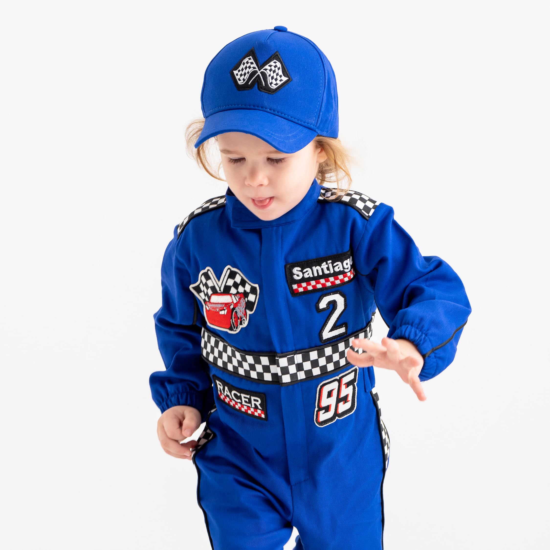 Costumes Club Personalized Handmade Race Car Driver Costume for Toddlers (3T, Blue), 3 Years - Image 4