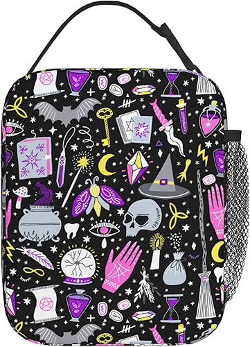 Miniatura 3 de Magic Witchy - Bolsa de almuerzo aislada gótica con asa de hebilla desmontable, lonchera portátil reutilizable para mujeres, hombres y niños
