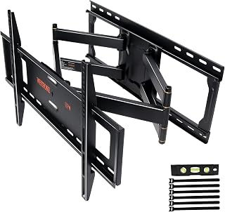TV Wall Bracket Mount for 32-80 Inch TVs WHYFONE Long Reach TV Wall Bracket with 635mm Dual Arms, Swivel Tilt Full Motion TV Mount for Flat&Curved TVs up to 60kg, Easy for TV Centering, VESA 600x400mm