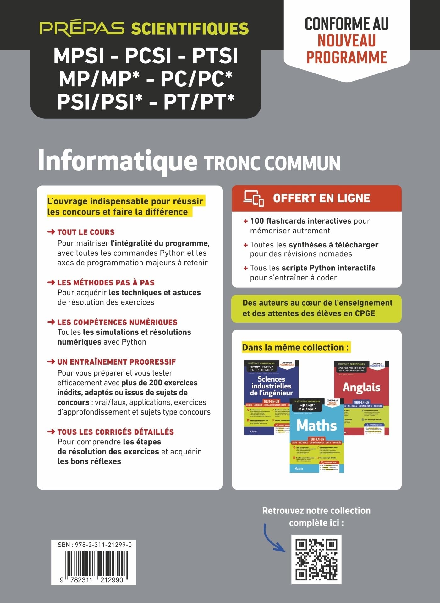 Informatique. Tronc commun MPSI-PCSI-PTSI-MP/MP*-PC/PC*-PSI/PSI*-PT/PT* - Tout-en-un - Conforme à la nouvelle réforme: Cours - Synthèse - Méthodes détaillées - Exercices et sujets corrigés