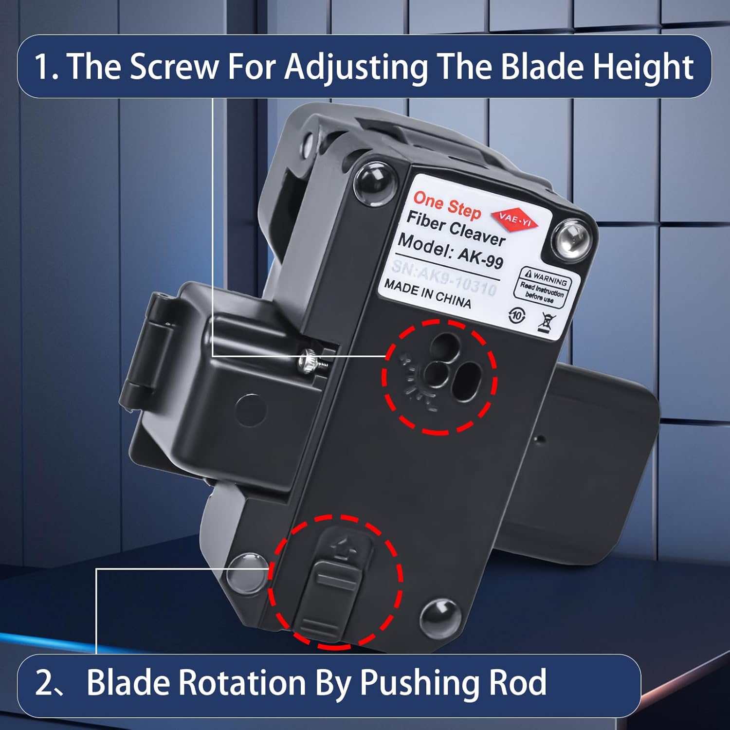 VAEYI Fiber Optic Cleaver, One Step, Fully Automatic, High Precision, Fiber Cutter Tool with Aluminum Alloy (Mini One-step AK-99)