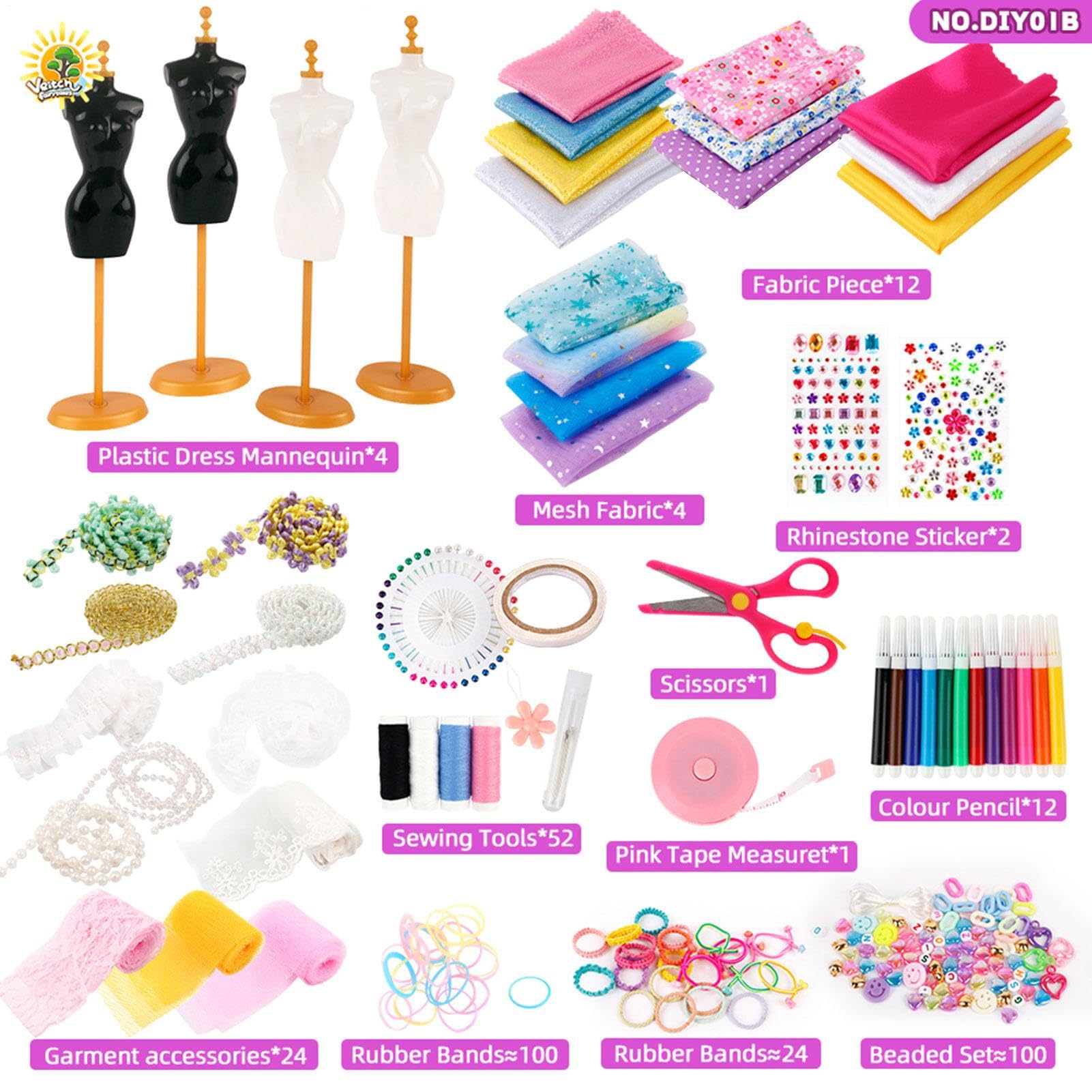 Design-Set für Kinder, Studio-Set für Mädchen, Nähset – Design | Set für Kinder mit 2 Schaufensterpuppen zur Herstellung von Puppenkleidung, Lernen zum Nähen für Mädchen 6 an