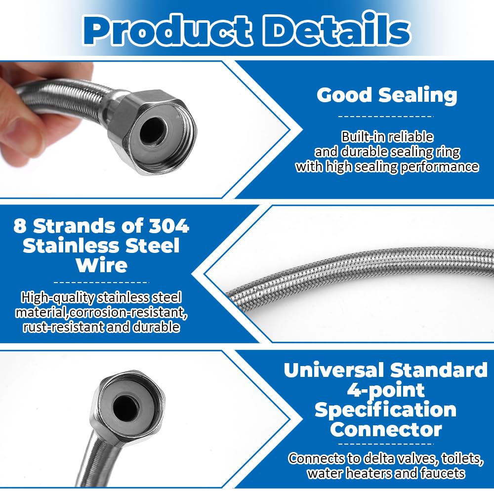 H2O-Flex® Versterkte slang 1/2 inch ÜM x 1/2 inch AG, flexibele slang DN13 voor sanitair met toegelaten drinkwater, 30 cm - 2 m H2O-Flex® Versterkte slang 1/2 inch ÜM x 1/2 inch AG, flexibele slang DN13 voor sanitair met toegelaten drinkwater, 30 cm - 2 m