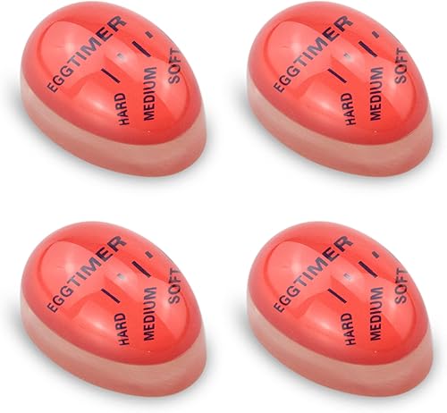 enter Temporizador de huevos para hervir huevos, dispositivo de cocina, termómetro temporizador de huevo que cambia de color, paquete de 4