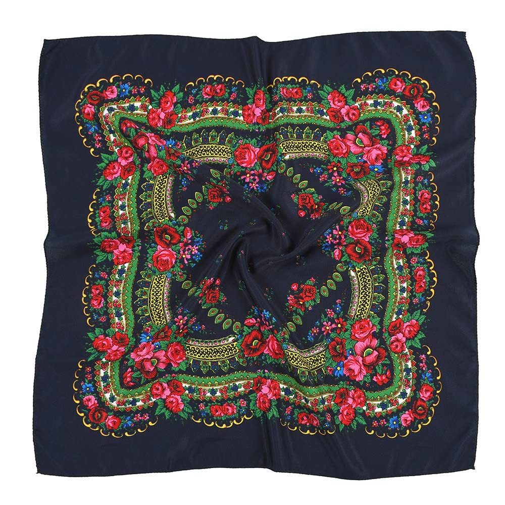 wrtgerht Bohemian Style Flowers Head Scarf Shawl,FJj70x70cm Russian And Ukrainian Style Square Shawls Scarves Turban Kerchief