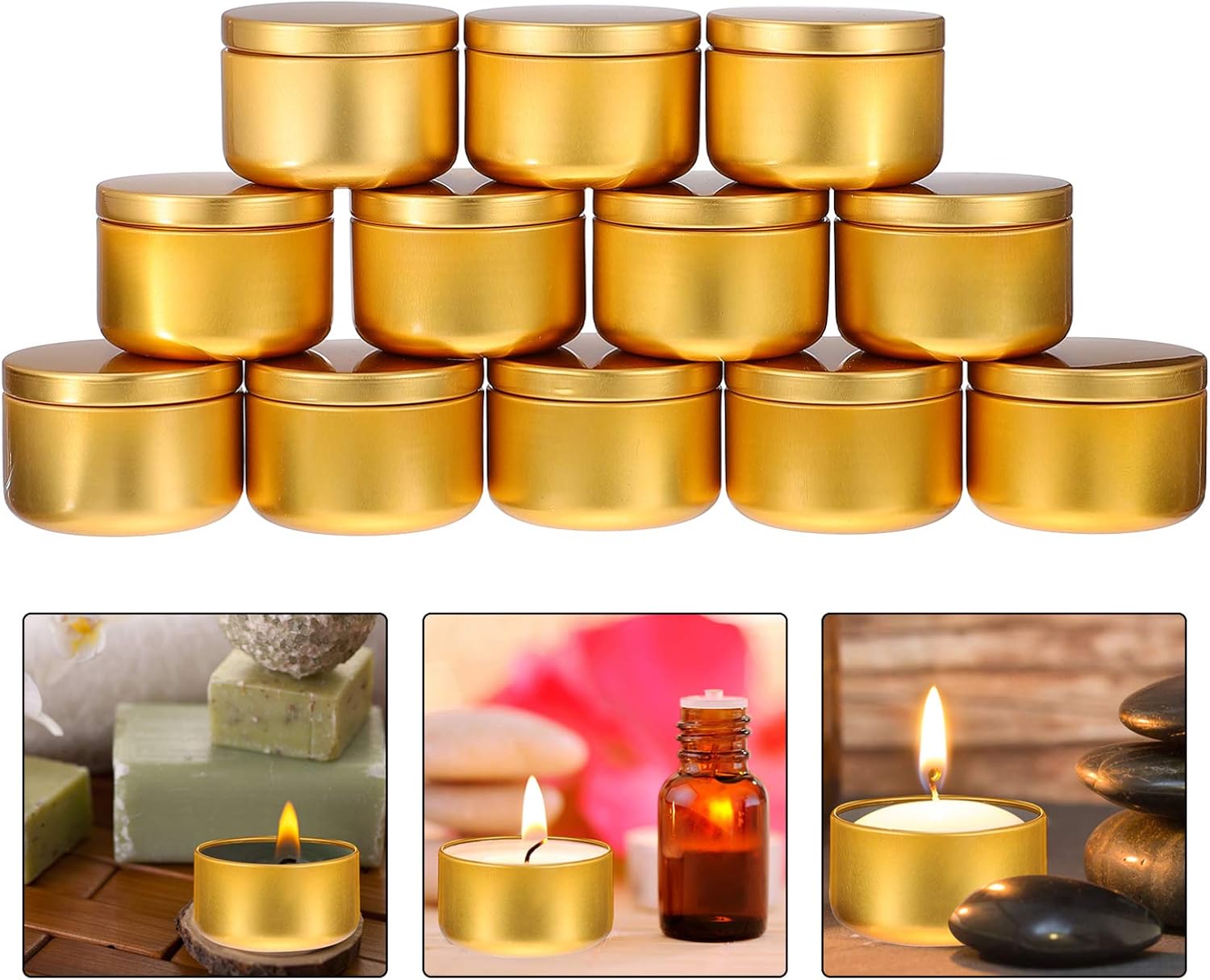 12pcs Metal Candle Tins Round Candle Containers for Craft Making Portable Storage for Candies Beads and Items Design for Travel and Organization