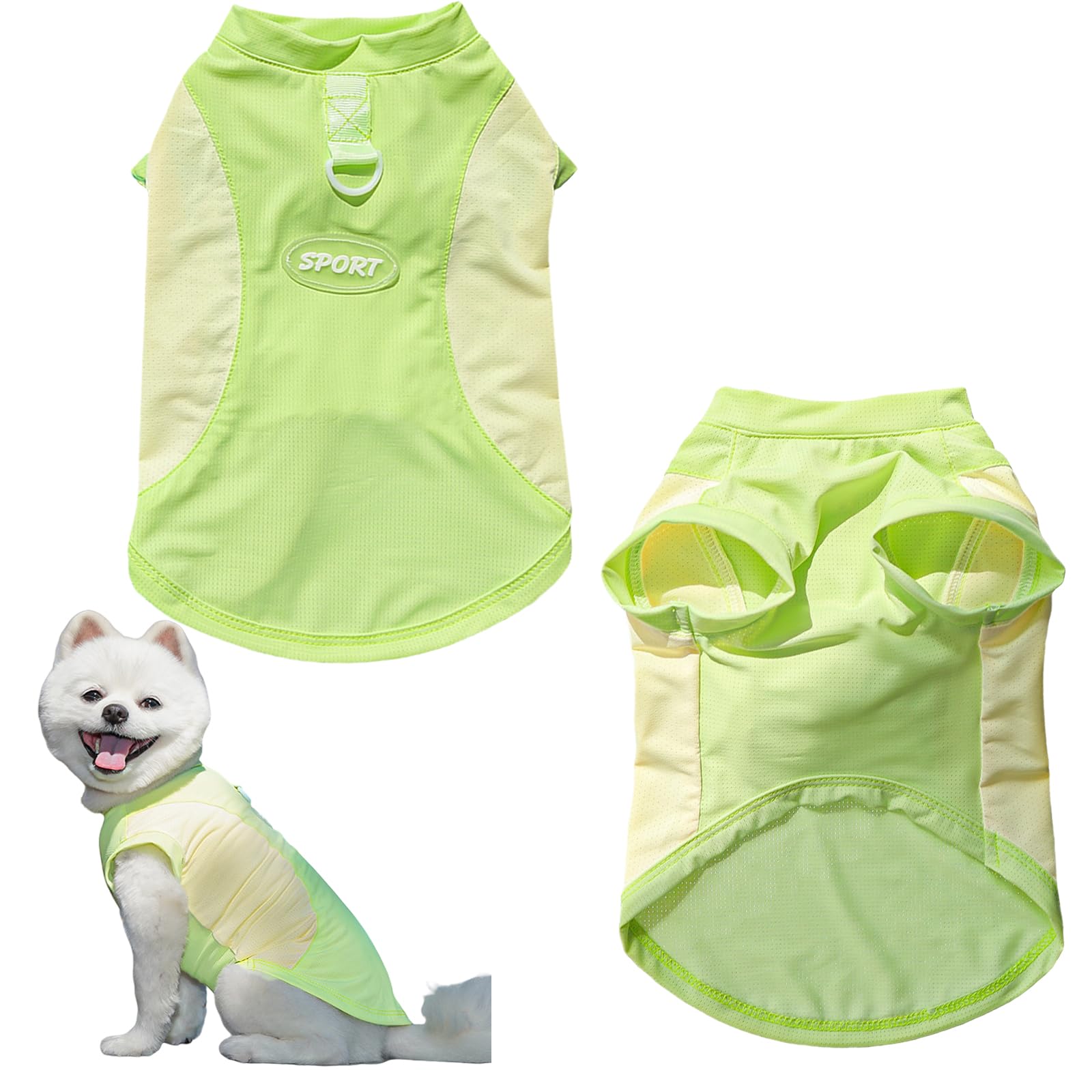 Dog Cooling Vest, Breathable Ice Pet Dog Cooling Coat Jacket UV Sun Protection Dogs Summer Clothes Shirt for Puppy Small Medium Dogs Cats Outdoor Hiking Training (Green, XL)
