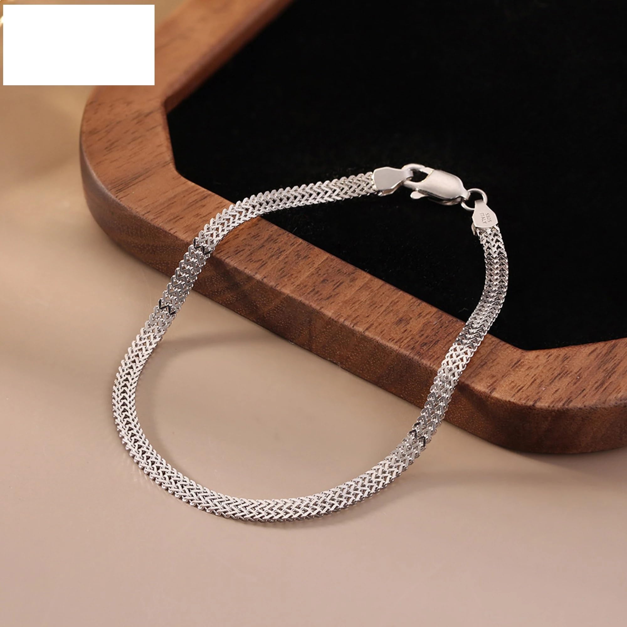 Genérico pulsera de plata mujer Pulsera de malla plana personalizada 2,8 mm con baño rodio en plata, varios tamaños a elegir