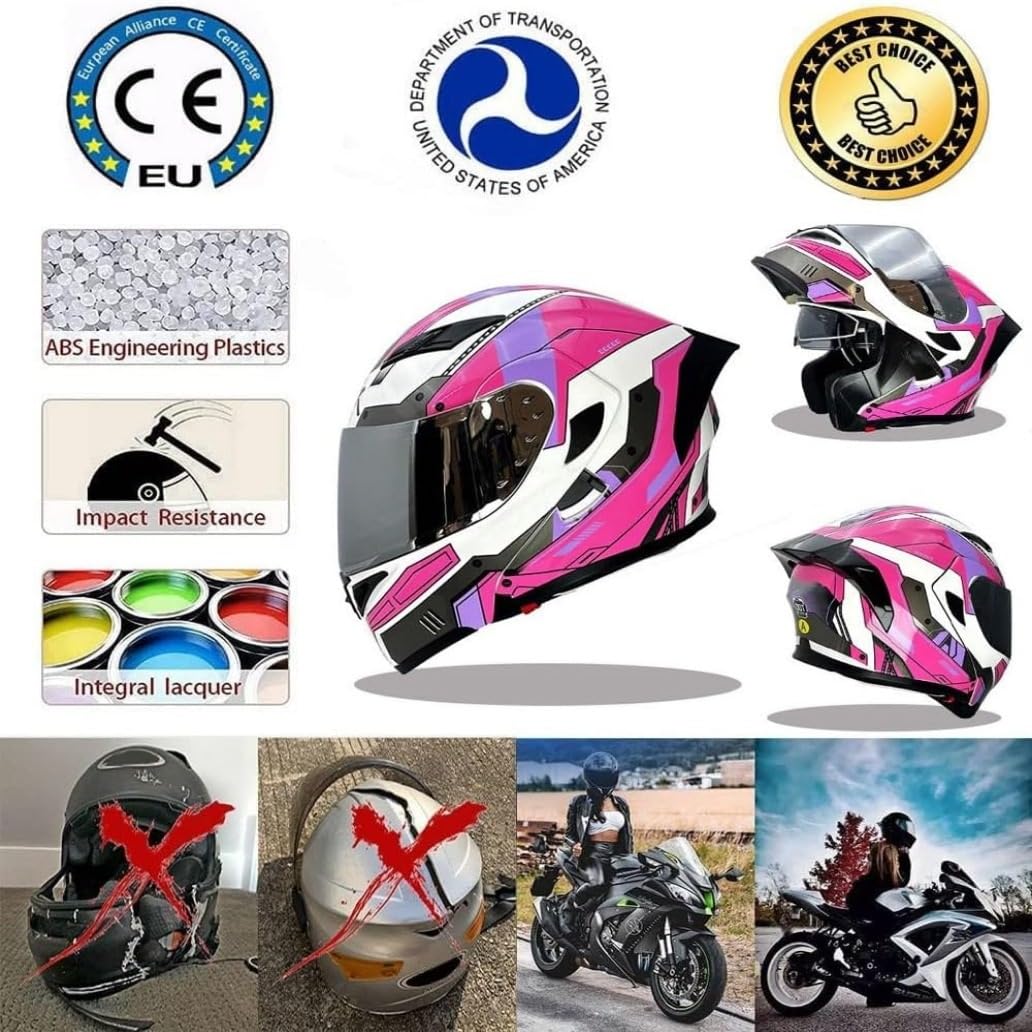 Casco Modulare Moto Integrato Casco Moto con Integrale Doppia Visiera Specchio Risposta Automatica Certificazione ECE Casco Integrale Scooter