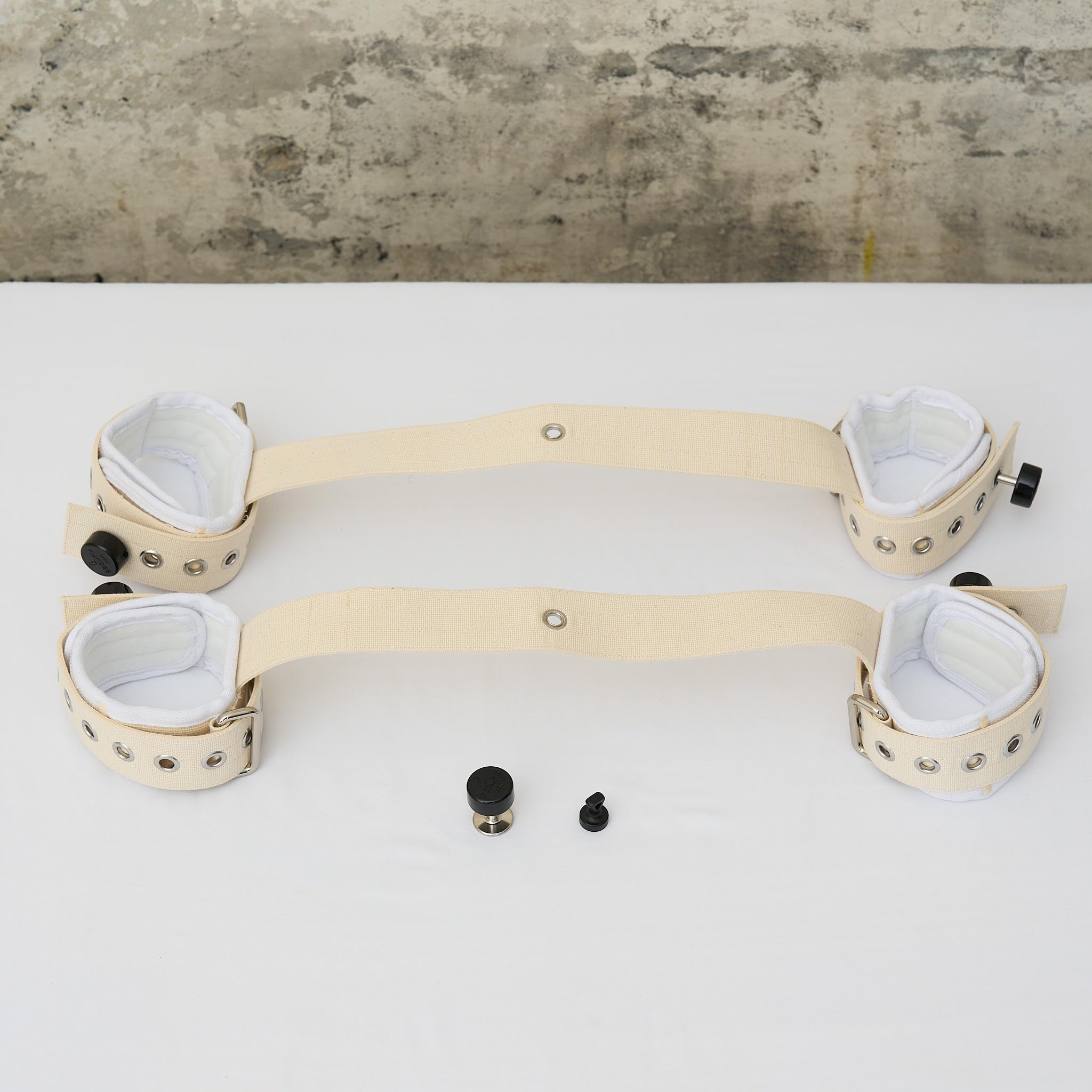 Klinik Bondage Hogtied-Bondage-Set BDSM Fessel-Set I Fesseln hogtied Fixierung sehr stabil - Premium Sexspielzeug I weiß I handgefertigt aus Baumwolle