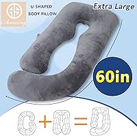 Vista 5 de Shredded Memory Foam Body Pillow, Pregnancy Pillows for Sleeping, Maternity Pillow for Pregnant Women, Memory Foam Filling U Shaped Body Pillow with