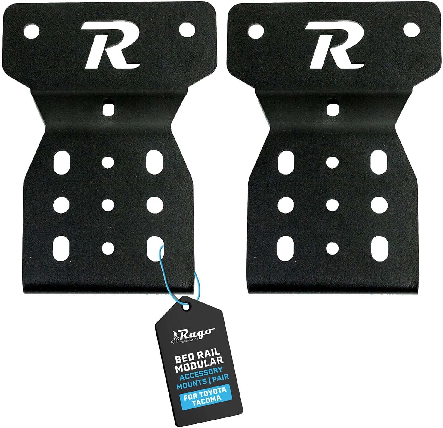 Rago Fabrication Truck Bed Storage Brackets for Shovels & Gear - Tacoma Bed Rail Accessories, Modular Bed Rail Mount Compatible with Toyota Tacoma, No-Drill Installation (Pair)