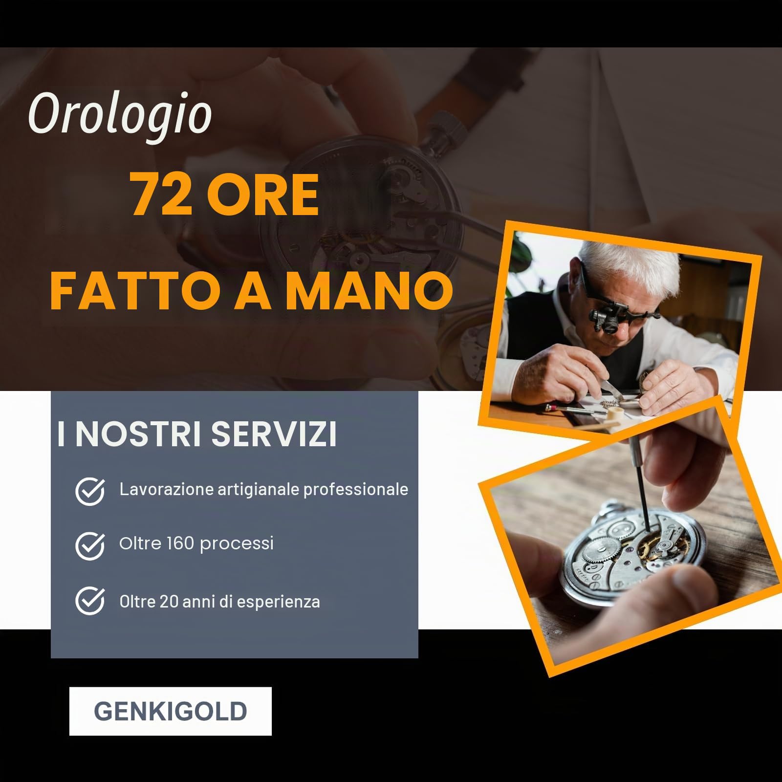Orologio con Diamanti per Uomo – Quadrante Rotondo 43mm con Numeri Romani – Placcato in Oro 18K/Platino 22,5cm – Quarzo Giapponese – Gioiello di Lusso – Può essere Abbinato a Catena Cubana
