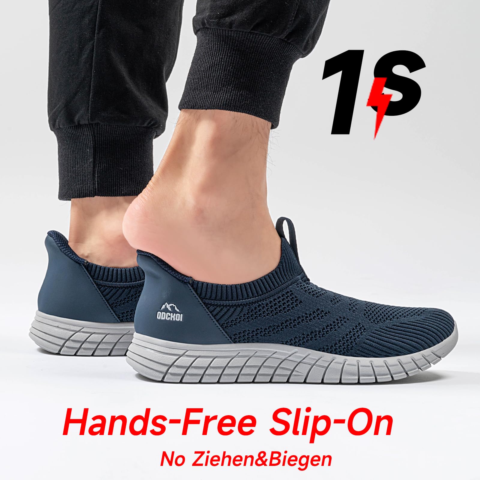ODCKOI Herren Hands Free Slip In Sneaker,Leichte Walkingschuhe