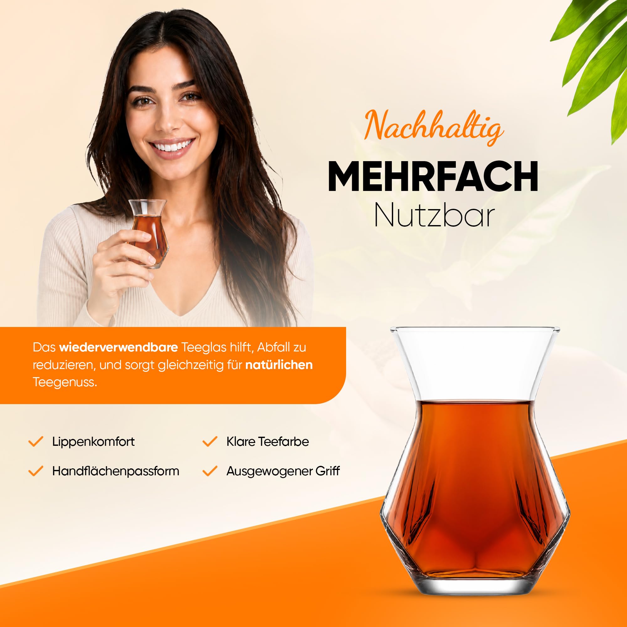 NORDIC SCHILLER Türkische Teegläser Set 165ml 48-teilig