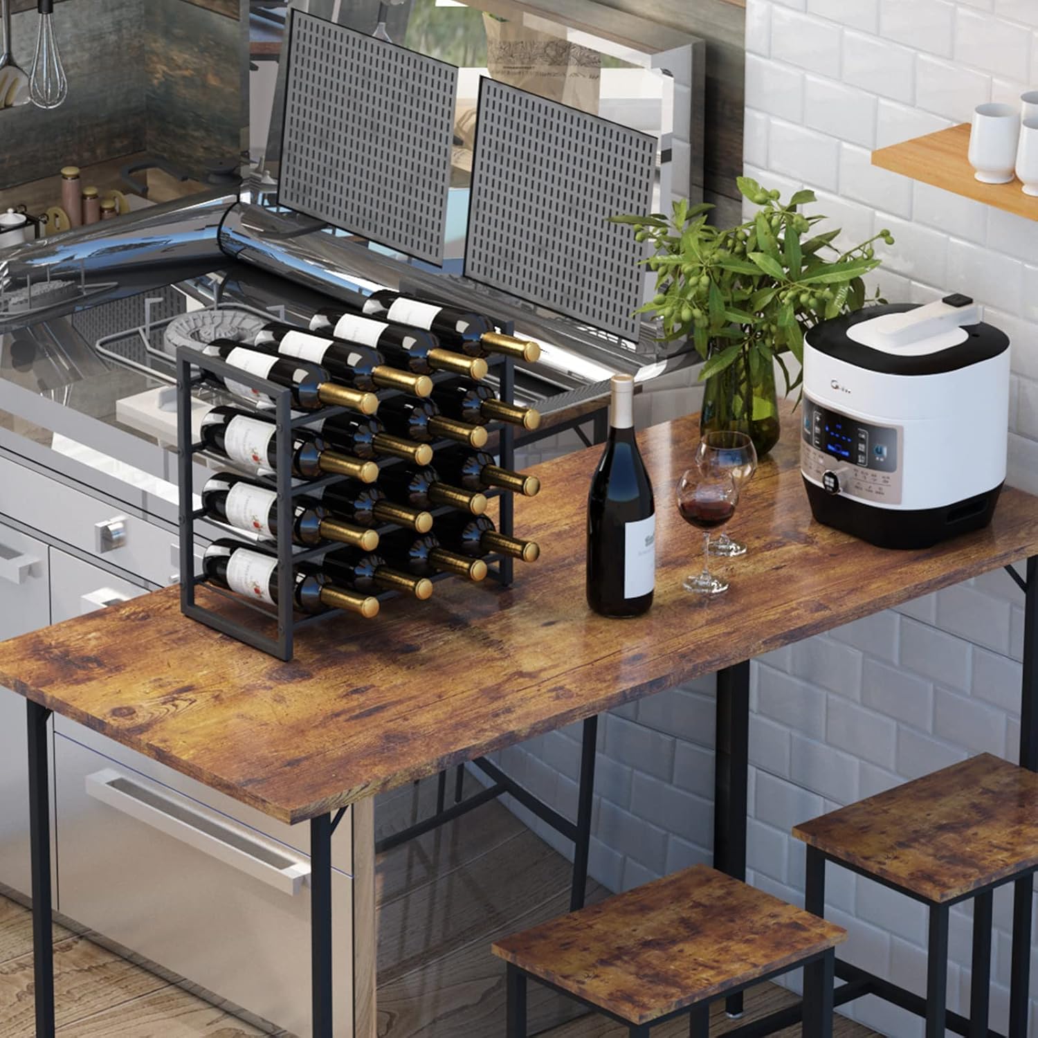 IBUYKE Metal Wine Racks Countertop,16 Bottles Wine Bottle Holder,TMJ903H