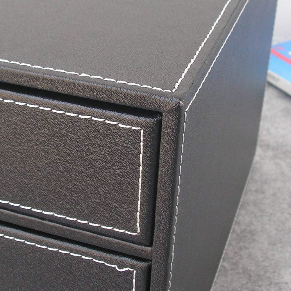 Cassettiera per Documenti e Forniture per Ufficio, Organizer da scrivania con 3 cassetti, Sistema di archiviazione in Pelle, cassetti Briefablage Organizer, Ufficio e Scuola,Nero
