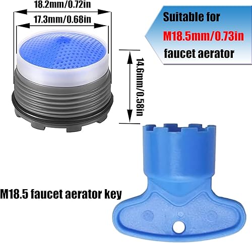 Miniatura 2 de 4 piezas de aireador de grifo M18.5, piezas de repuesto para grifo aireador de grifo enchufable para cocina, baño, fregadero aireador con llave de